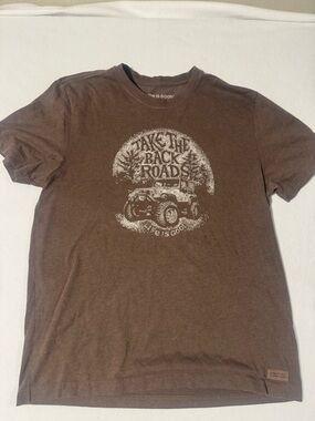 Life Is Good Brown "Take The Back Roads" Graphic Tee